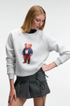 AELORIA Kadın Önü Baskılı Reglan Kol Oversize Grimelanj Sweatshirt