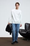 ALDEN Erkek Yuvarlak Yaka Göğsü Ve Sırtı Baskılı Relaxed Fit Beyaz Sweatshirt