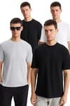 Alessandro Erkek 4'Lü Organik Pamuk Regular Kalın Dokulu Bisiklet Yaka Syh-Grmj-Byz T-Shirt