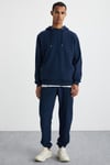 ALESSIO Erkek %100 Pamuk Kapüşonlu Kordon Detaylı Oversize Fit Lacivert Sweatshirt
