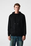 ALESSIO Erkek %100 Pamuk Kapüşonlu Kordon Detaylı Oversize Fit Siyah Sweatshirt