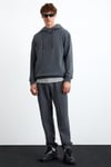 ALESSIO Erkek %100 Pamuk Kapüşonlu Kordon Detaylı Oversize Fit Gri Sweatshirt