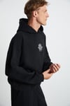 ALFIAN Erkek Maskeli İçi Polarlı Yumuşacık Nakış Detaylı Comfort Organik Pamuk Siyah Sweatshirt