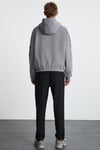 ALFIAN Erkek Maskeli İçi Polarlı Yumuşacık Nakış Detaylı Comfort Organik Pamuk Koyu Gri Sweatshirt