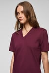 ALINE Kadın %100 Organik Pamuk Derin V Yakalı Comfort Fit Bordo T-Shirt
