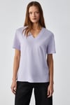 ALINE Kadın %100 Organik Pamuk Derin V Yakalı Comfort Fit Lila T-Shirt