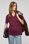 ALINE Kadın %100 Organik Pamuk Derin V Yakalı Comfort Fit Bordo T-Shirt