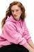 ALIRAYNE Kadın Baskılı Oversize Kapüşonlu Kanguru Cep Pembe Sweatshirt