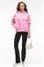 ALIRAYNE Kadın Baskılı Oversize Kapüşonlu Kanguru Cep Pembe Sweatshirt