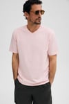ALMERI Erkek %100 Pamuk Yumuşak Kumaşlı V Yakalı Pembe T-Shirt