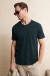 ALMERI Erkek %100 Pamuk Yumuşak Kumaşlı V Yakalı Yeşil T-Shirt
