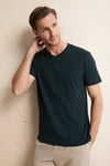 ALMERI Erkek %100 Pamuk Yumuşak Kumaşlı V Yakalı Yeşil T-Shirt