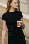 ALVONA Kadın Yumuşak Ve Esnek Kumaşlı Taş Baskılı Slim Fit Siyah Alt-Üst Takım