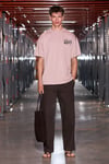 AMIDIO Erkek %100 Organik Pamuklu Baskı Detaylı Regular Fit Yuvarlak Yaka Pudra T-Shirt