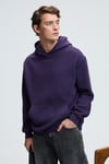 AMOS Erkek Yumuşak Kumaşlı 3 İplik Oversize Kapüşonlu Kanguru Cepli Mor Sweatshirt