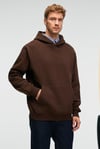 AMOS Erkek Yumuşak Kumaşlı 3 İplik Oversize Kapüşonlu Kanguru Cepli Acı Kahve Sweatshirt