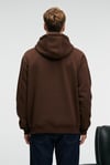AMOS Erkek Yumuşak Kumaşlı 3 İplik Oversize Kapüşonlu Kanguru Cepli Acı Kahve Sweatshirt