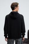 AMOS Erkek Yumuşak Kumaşlı 3 İplik Oversize Kapüşonlu Kanguru Cepli Siyah Sweatshirt
