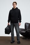 AMOS Erkek Yumuşak Kumaşlı 3 İplik Oversize Kapüşonlu Kanguru Cepli Siyah Sweatshirt
