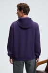 AMOS Erkek Yumuşak Kumaşlı 3 İplik Oversize Kapüşonlu Kanguru Cepli Mor Sweatshirt