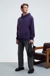 AMOS Erkek Yumuşak Kumaşlı 3 İplik Oversize Kapüşonlu Kanguru Cepli Mor Sweatshirt