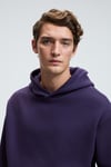 AMOS Erkek Yumuşak Kumaşlı 3 İplik Oversize Kapüşonlu Kanguru Cepli Mor Sweatshirt