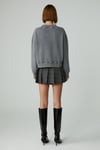 ANDREITA Kadın V Yakalı Asimetrik Oversize Açık Gri Sweatshirt
