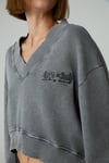 ANDREITA Kadın V Yakalı Asimetrik Oversize Açık Gri Sweatshirt