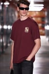 ANTONIO  Erkek Baskı Detaylı %100 Organik Pamuk Örme Oversize Bordo T-Shirt