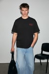 ANTONIO Erkek Baskı Detaylı %100 Organik Pamuk 3 İplik Örme Oversize Siyah T-Shirt