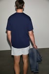 ANTONIO Erkek Baskı Detaylı %100 Organik Pamuk Örme Oversize Lacivert T-Shirt