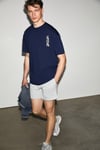 ANTONIO Erkek Baskı Detaylı %100 Organik Pamuk Örme Oversize Lacivert T-Shirt