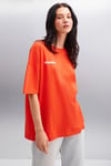 ARCADIA Kadın %100 Pamuk Arka Ve Önü Yazi Detaylı Baskılı Slim Kırmızı T-Shirt