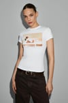 ARELUNA Kadın Organik Pamuklu Bisiklet Yaka Kısa Kollu Slim Fit Beyaz T-Shirt