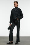 ARINEL Kadın V Yaka Regular Fit Siyah Sweatshirt