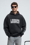 ARMAND Erkek Kapüşonlu Kanguru Cepli Önü Baskılı Oversize Antrasit Sweatshirt