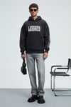 ARMAND Erkek Kapüşonlu Kanguru Cepli Önü Baskılı Oversize Antrasit Sweatshirt