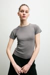 ARTPO Kadın Yumuşak Ve Esnek Kumaşlı Bisiklet Yakalı Slim Fit Gri T-Shirt