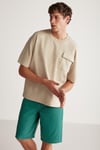ARTUR  Oversize Bej Tekli T-Shirt