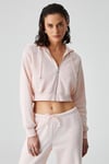 ARUBA Kadın %100 Pamuk Uzun Kol Crop Pembe Sweatshirt