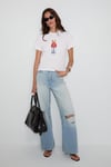 ASENA Kadın Yumuşak Ve %100 Organik Pamuklu Dünya Kupasına Özel Baskılı Beyaz T-Shirt