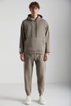 ASHBOURNE Erkek Oversize Fit Kanguru Cepli Lastikli Paça Kol Etiket Detaylı Vizon Eşofman Takımı