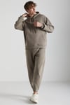ASHBOURNE Erkek Oversize Fit Kanguru Cepli Lastikli Paça Kol Etiket Detaylı Vizon Eşofman Takımı