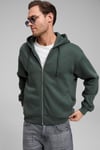 ASHBY Erkek Kapüşonlu Fermuarlı Cepli Kordonlu Boxy Kalıp Yeşil Sweatshirt