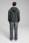 ASHBY Erkek Kapüşonlu Fermuarlı Cepli Kordonlu Boxy Kalıp Yeşil Sweatshirt