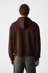 ASHBY Erkek Kapüşonlu Fermuarlı Cepli Kordonlu Boxy Kalıp Acı Kahve Sweatshirt