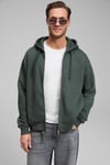 ASHBY Erkek Kapüşonlu Fermuarlı Cepli Kordonlu Boxy Kalıp Yeşil Sweatshirt