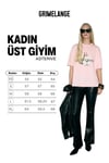 ASTERIVE Kadın Organik Pamuklu Baskılı Bisiklet Yaka Oversıze Somon T-Shirt