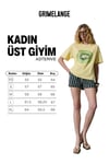 ASTERIVE Kadın Organik Pamuklu Baskılı Bisiklet Yaka Oversıze Sarı T-Shirt