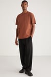 ASTONS Basic Relaxed Koyu Kahverengi Tekli T-Shirt